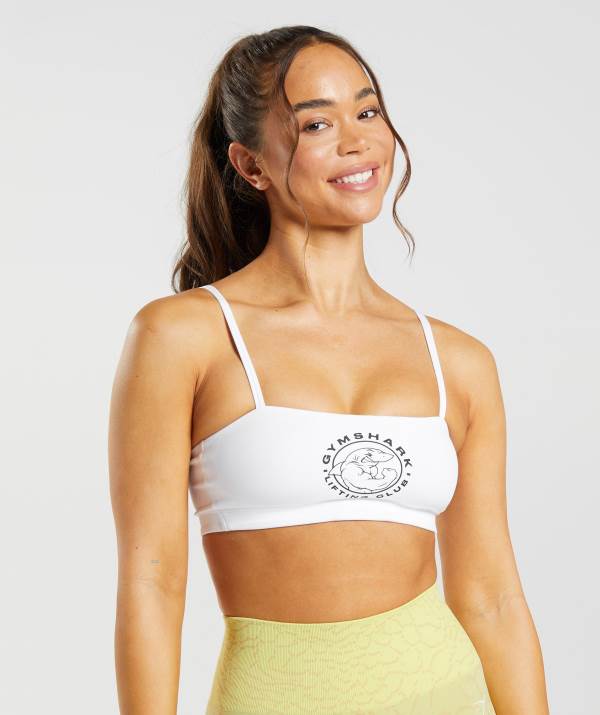 Damske Športové Podprsenky Gymshark Legacy Bandeau Bra Biele | NK4967325